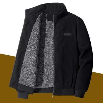 Весенние и осенние куртки для мужчин, овечья шерсть плюс бархат, утолщенная вельветовая рабочая одежда, модные повседневные свободные мужские теплые хлопковые пальто M