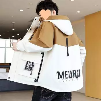 Весенние и осенние куртки для мужчин, подростков, рабочая одежда, мужские куртки с капюшоном, модные, красивые, свободные и универсальные мужские куртки M