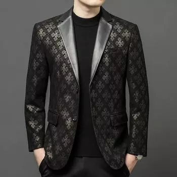 Весенние и осенние куртки из натуральной кожи Мужские костюмы из овчины с принтом Деловые повседневные мужские куртки Куртки для людей среднего возраста 170