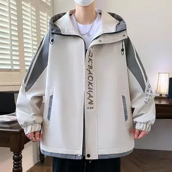 Весенние и осенние куртки Мужская новая рабочая одежда Куртки с капюшоном Мужские куртки Подростковые студенческие универсальные платья M