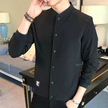 Весенние и осенние куртки Мужские куртки Новые повседневные однотонные корейские стили Модные универсальные бейсбольные формы Мужская мода Подростки M