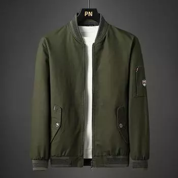 Весенние и осенние куртки Мужские осенние рабочие куртки из чистого хлопка Мужские бейсбольные воротники стираные повседневные куртки Красивые теплые топы M
