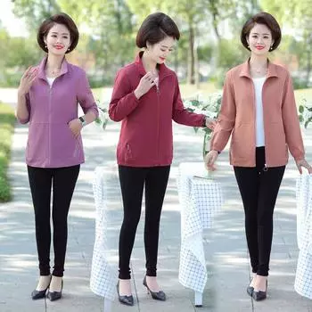 Весенние и осенние куртки, новинка 2024 года, женская одежда среднего возраста, короткие куртки с лацканами, кардиганы с длинными рукавами, топы XL красный