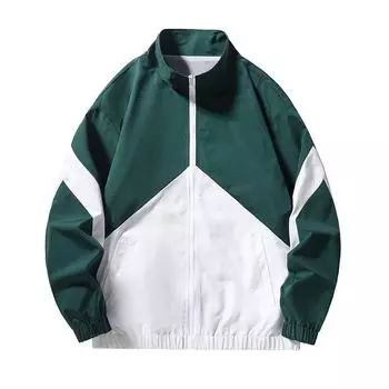 Весенние и осенние куртки, повседневные мужские куртки с воротником-стойкой, контрастные цвета, модные и универсальные куртки для мужчин M чёрный