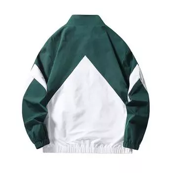 Весенние и осенние куртки, повседневные мужские куртки с воротником-стойкой, контрастные цвета, модные и универсальные куртки для мужчин M зелёный