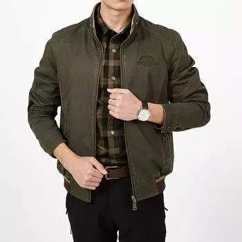 Весенние и осенние куртки Slim-Fit Jackets Модные повседневные двусторонние мужские топы M хаки