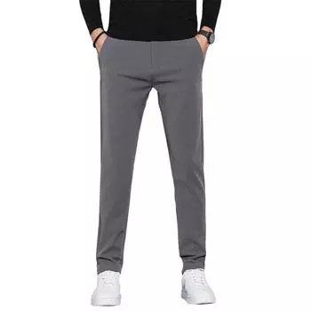 Весенние и осенние легкие деловые мужские повседневные брюки с вышивкой, маленькие прямые эластичные узкие брюки 28 серый