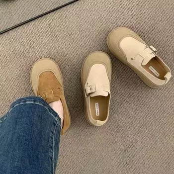 Весенние и осенние женские мокасины в стиле ретро на толстой подошве 35 коричневый