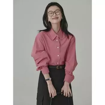 Весенние и осенние модели, простой литературный стиль, радужная хлопковая белая рубашка ярких цветов, женская свободная универсальная рубашка с базовым абзацем S белый