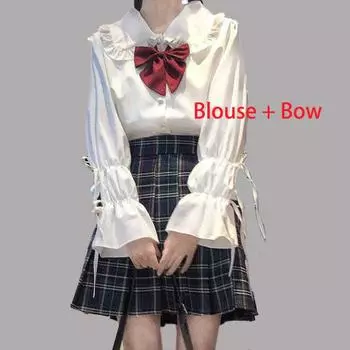 Весенние и осенние модели рубашки женские свободные Jk с длинными рукавами короткая секция рубашка XS белый