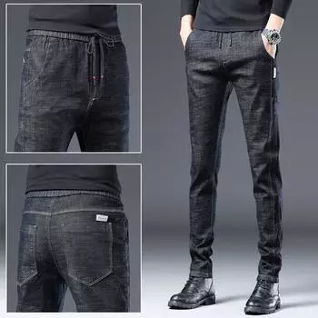 Весенние и осенние мужские элегантные эластичные брюки, деловые брюки Slim Fit 38 чёрный