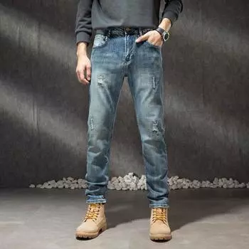 Весенние и осенние мужские джинсы-стрейч, корейское издание, мужские джинсы, мужские маленькие прямые брюки, мужские универсальные 28