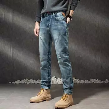 Весенние и осенние мужские джинсы-стрейч, корейское издание, мужские джинсы, мужские маленькие прямые брюки, мужские универсальные 28