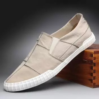 Весенние и осенние мужские мокасины из латекса, новейший стиль, модная мужская повседневная обувь, низкие парусиновые туфли, кроссовки на плоской подошве 658kl 6.5 черный белый