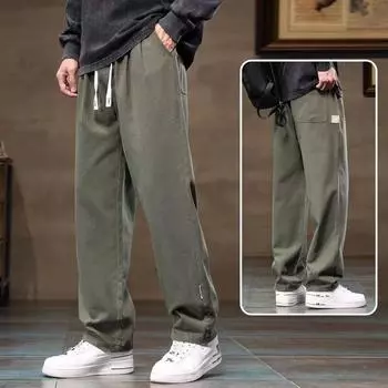 Весенние и осенние мужские повседневные свободные прямые брюки-карго XXXXL чёрный