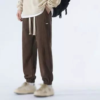 Весенние и осенние мужские повседневные вельветовые брюки с трехмерной талией, корейская версия тренда, свободные маленькие спортивные штаны для ног M белый