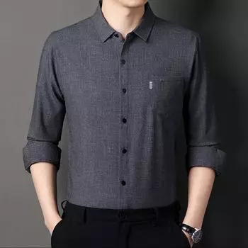 Весенние и осенние мужские рубашки с длинным рукавом, деловые повседневные мужские свободные рубашки с настоящими карманами M