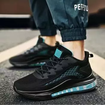 Весенние и осенние мужские сетчатые дышащие кроссовки с мягкой подошвой для бега, повседневные спортивные туфли из кокосового ореха, мужская обувь 39 чёрный