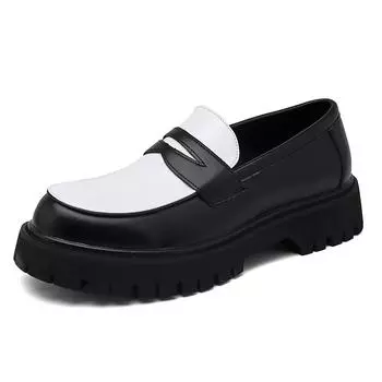 Весенние и осенние мужские туфли большого размера с низким верхом на толстой подошве, увеличивающие рост, кожаные туфли корейской версии в стиле ретро с одной педалью, повседневные мужские туфли для молодежи 38