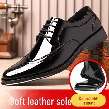 Весенние и осенние мужские туфли-броги из резной кожи больших размеров, модная обувь в корейском стиле на шнуровке. 41 чёрный