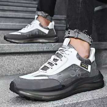 Весенние и осенние мужские туфли First Layer из коровьей кожи на платформе Dad Shoes Tide Shoes Универсальные кроссовки для бега Спортивные туфли из кокоса 39 белый