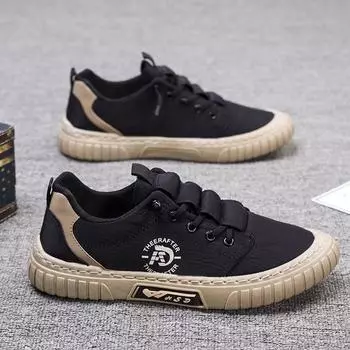 Весенние и осенние мужские туфли из зонтичной ткани, модные туфли для серфинга, легкие спортивные туфли на шнуровке, плоские туфли для мужчин 39 чёрный