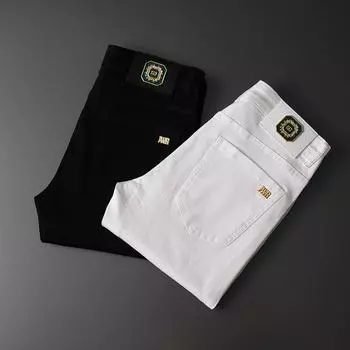 Весенние и осенние мужские высококачественные джинсы Three Proof Elastic, высококачественные белые модные универсальные маленькие прямые брюки, модные брюки 28 белый