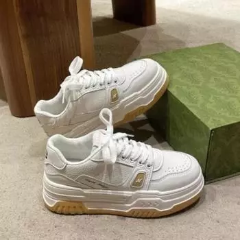 Весенние и осенние новинки. Модные туфли на толстой подошве. Универсальные повседневные туфли из кожи. Маленькие белые туфли. 35 жёлтый