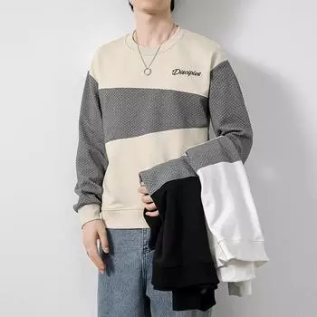 Весенние и осенние новинки: толстовки с длинными рукавами для мужчин, модные бренды, универсальные рубашки с низом, футболки для мужчин, свободные большие размеры, повседневные мужские модели M