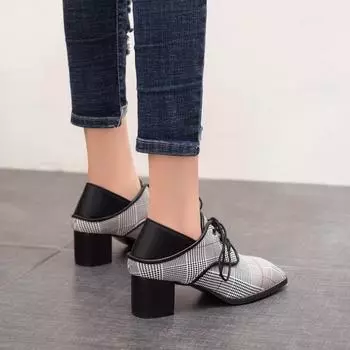 Весенние и осенние новогодние туфли больших размеров 42 42 44 Туфли на высоком каблуке с острым носком 34 чёрный