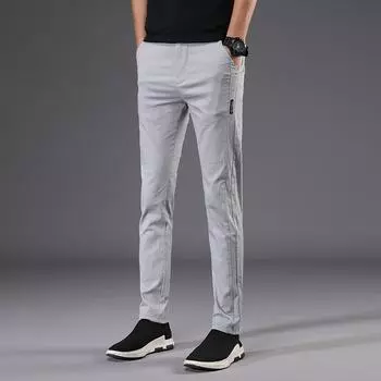 Новые мужские брюки из ледяного шелка, модные универсальные повседневные брюки из эластичного материала, тонкие брюки из тонкого среза 28 темно-серого