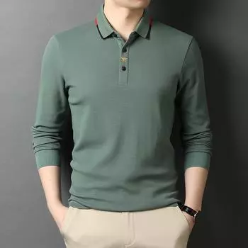 Весенние и осенние новые мужские рубашки-поло с вышивкой для молодежи и среднего возраста, мужские повседневные топы, мужские футболки с длинными рукавами M