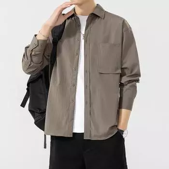 Весенние и осенние новые мужские рубашки с длинным рукавом, мужские модные свободные повседневные универсальные рубашки, куртки и пальто для мужчин. M
