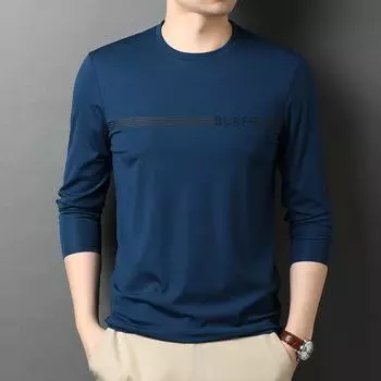 Весенние и осенние новые повседневные футболки с длинными рукавами и круглым вырезом для мужчин молодого и среднего возраста, мужские топы, футболки M