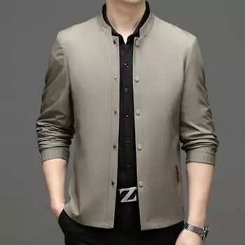 Весенние и осенние новые высококачественные куртки для мужчин, деловые лацканы, повседневные топы для отцов среднего возраста, тонкие куртки из шелка малбери 170