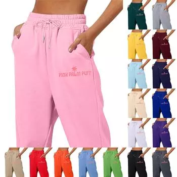 Весенние и осенние однотонные мужские и женские повседневные брюки с карманами и шнурком M тёмно-синий