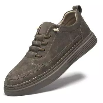 Весенние и осенние повседневные кожаные мужские туфли, легкие мужские кроссовки, дышащая спортивная обувь для мужчин, обувь для скейтборда 37 бежевый