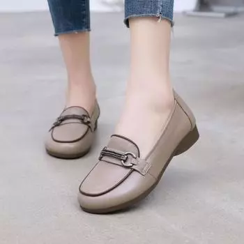 Весенние и осенние повседневные лоферы из натуральной мягкой кожи на мягкой подошве для женщин 35 белый