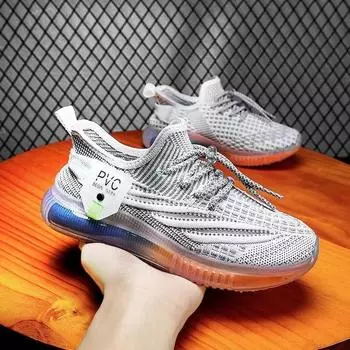 Весенние и осенние повседневные мужские кроссовки Flying Weaving, дышащие повседневные кроссовки для бега, мужские кроссовки с сетчатой подошвой Jelly Sole, мужские кроссовки для бега 39