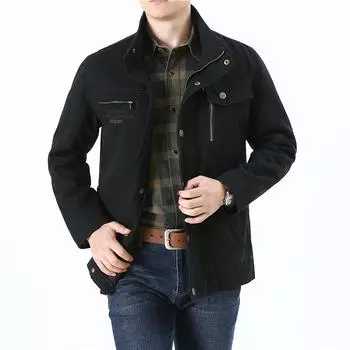 Весенние и осенние повседневные мужские куртки из чистого хлопка с воротником-стойкой Мужские куртки для пап Куртки мужские M