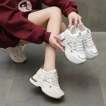 Весенние и осенние повседневные туфли женские невидимые внутренние увеличивающие рост туфли 2025 новые модные универсальные маленькие белые туфли на плоской подошве 35 белый