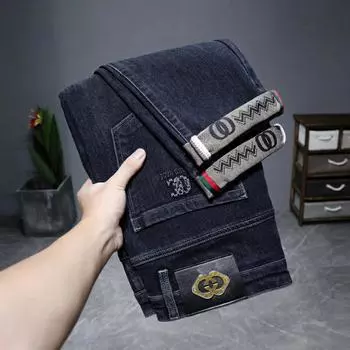 Весенние и осенние принтованные джинсы для мужчин, модные, универсальные, повседневные брюки для мужчин 28