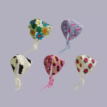 Весенние и осенние путешествия в сладкий и милый ветер, ручная вязка на голову, женская индивидуальность, вязание крючком, литературный стиль, треугольный шарф, платок на голову M56-58cm