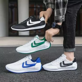 Весенние и осенние сетчатые дышащие мужские туфли, повседневные, со шнуровкой спереди, с мягкой подошвой, молодежные трендовые спортивные туфли 39 чёрный