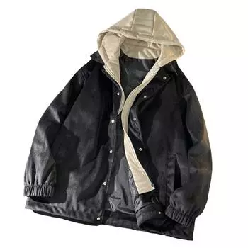 Весенние и осенние сезоны, ретро-пальто, мужской молодежный свободный рабочий костюм, мужская куртка с откидным воротником M чёрный