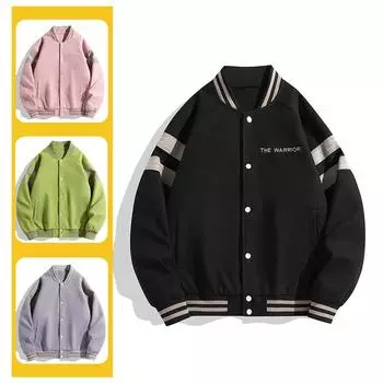 Весенние и осенние шерстяные куртки для мужчин и женщин, модная свободная и универсальная бейсбольная форма, спортивные и повседневные куртки в тон. S