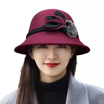 Весенние и осенние шляпы Женские шерстяные шапки-шарики Зимние модные шапки для мам Корейские женские шапки Шерстяные зимние шапки one size чёрный