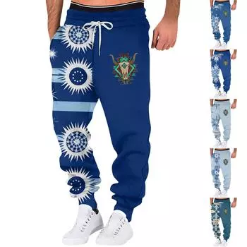Весенние и осенние спортивные однотонные брюки для фитнеса, мужские свободные повседневные спортивные штаны большого размера из хлопка L синий
