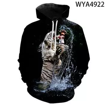 Весенние и осенние толстовки с капюшоном и принтом животных для женщин и детей, пуловеры с капюшоном с 3D-принтом, крутые толстовки для мальчиков и девочек, детские топы S