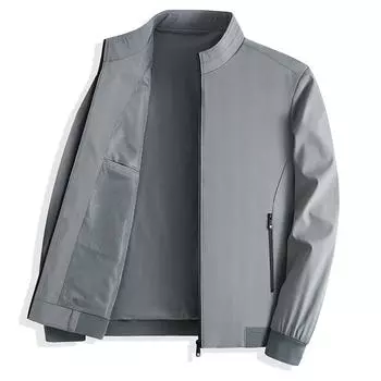 Весенние и осенние тонкие топы, мужские куртки, мужская одежда среднего и пожилого возраста, одежда для отца, куртка для папы M чёрный